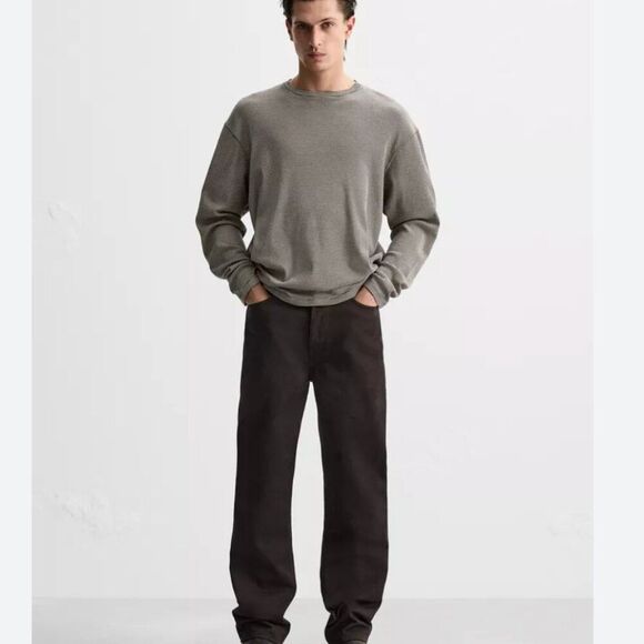 Zara Origins Mens Jeans EU 44 US 34 Brown Cotton Denim Straight Leg 5862/307 NWT